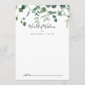 Manuscript Green Foliage Wedding Words of Wisdom Advieskaart (Voorkant)