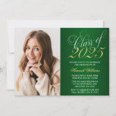 Manuscript Green Gold Foto Afstuderen kondiging Kaart (Voorkant)