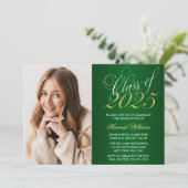 Manuscript Green Gold Foto Afstuderen kondiging Kaart (Staand voorkant)