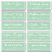 Manuscript Green Wedding Guest Adresetiketten Sticker (Voorkant)