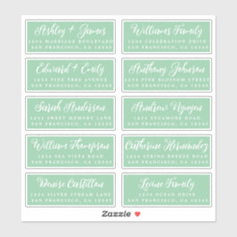 Manuscript Green Wedding Guest Adresetiketten Sticker