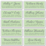 Manuscript Green Wedding Guest Adresetiketten Sticker<br><div class="desc">Eenvoudig te personaliseren, namen en adressen / individuele trouwadreslabel stickers voor gastuitnodigingen. Deze chique, moderne en stijlvolle bruiloft adresetiketten zijn voorzien van uw bruiloft gast namen in off-black elegante handgeschreven script kalligrafie op een groene achtergrond. Voeg eenvoudig uw individuele huwelijksgastnamen en adres toe. Exclusief voor u ontworpen door Happy Dolphin...</div>