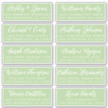 Manuscript Green Wedding Guest Adresetiketten Sticker<br><div class="desc">Eenvoudig te personaliseren, namen en adressen / individuele trouwadreslabel stickers voor gastuitnodigingen. Deze chique, moderne en stijlvolle bruiloft adresetiketten zijn voorzien van uw bruiloft gast namen in witte elegante handgeschreven script kalligrafie op een groene achtergrond. Voeg eenvoudig uw individuele huwelijksgastnamen en adres toe. Exclusief voor u ontworpen door Happy Dolphin...</div>