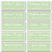 Manuscript Green Wedding Guest Adresetiketten Sticker (Voorkant)