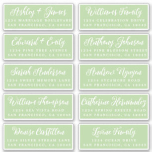 Manuscript Green Wedding Guest Adresetiketten Sticker