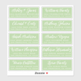 Manuscript Green Wedding Guest Adresetiketten Sticker