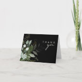 Manuscript Greenery en Gold Leaf | Zwart Bedankkaart (Voorkant)