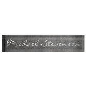 Manuscript Grey Chalkboard Pattern Business Name p Naambordje (Voorkant)