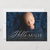 Manuscript hallo bijnaam klassiek één fotogeboorte aankondiging (Voorkant)