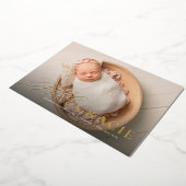 Manuscript hallo bijnaam roze één fotogeboortenber folie uitnodiging (Gedraaid)