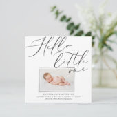 Manuscript hallo kleine één moderne 1 fototypograf aankondiging (Staand voorkant)