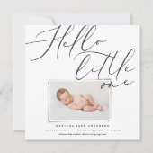 Manuscript hallo kleine één moderne 1 fototypograf aankondiging (Voorkant)