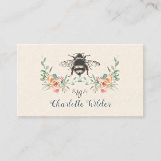 Manuscript Handtekening Gepersonaliseerde Bee Flor Contactkaartje (Voorkant)