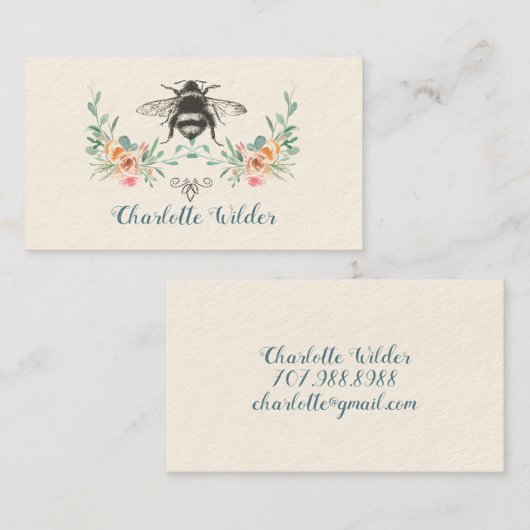 Manuscript Handtekening Gepersonaliseerde Bee Flor Contactkaartje (Voorkant / Achterkant)