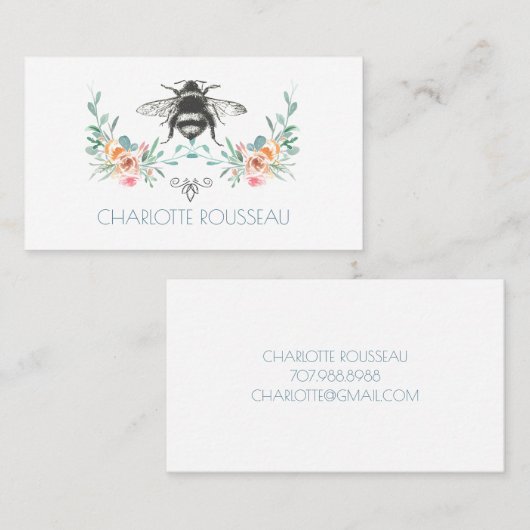Manuscript Handtekening Gepersonaliseerde Bee Flor Contactkaartje (Voorkant / Achterkant)