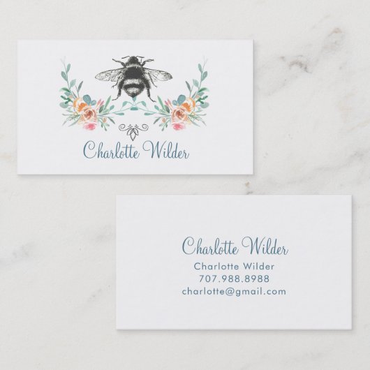 Manuscript Handtekening Gepersonaliseerde Bee Flor Contactkaartje (Voorkant / Achterkant)