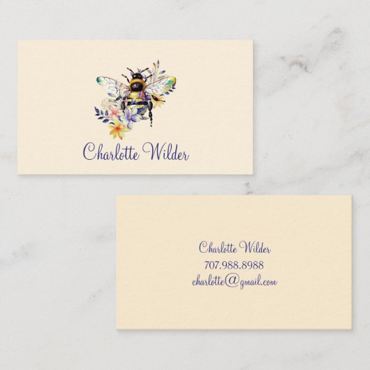 Manuscript Handtekening Gepersonaliseerde Bee Flor Contactkaartje (Voorkant / Achterkant)