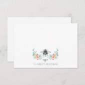 Manuscript Handtekening Gepersonaliseerde Bee Flor Notitiekaartje (Voorkant / Achterkant)