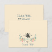 Manuscript Handtekening Gepersonaliseerde Bee Flor Notitiekaartje (Voorkant / Achterkant)