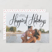 Manuscript Handwriting Happest Holiday Photo Card Feestdagenkaart (Voorkant / Achterkant)