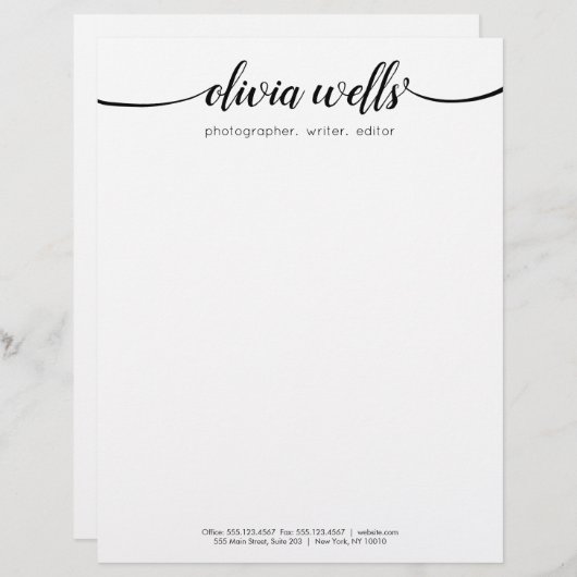 Manuscript Handwrittren Calligrafie Briefhoofd Sjabloon (Voorkant / Achterkant)