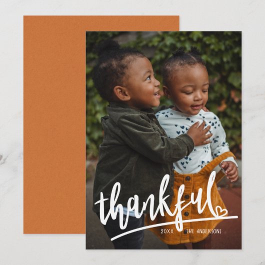 Manuscript Heart Thankful Enige Thanksgiving van d Feestdagenkaart (Voorkant / Achterkant)