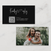 Manuscript Heart Wedding QR Code RSVP Informatiekaartje (Voorkant / Achterkant)