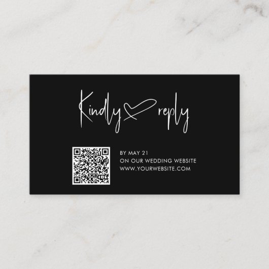 Manuscript Heart Wedding QR Code RSVP Informatiekaartje (Voorkant)