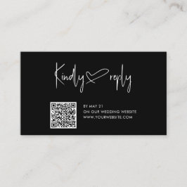 Manuscript Heart Wedding QR Code RSVP Informatiekaartje