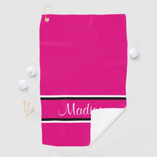 Manuscript Hot Pink Black Stripes Golfhanddoek (Insitu)