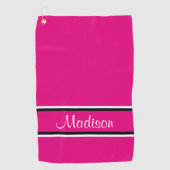 Manuscript Hot Pink Black Stripes Golfhanddoek (Voorkant)
