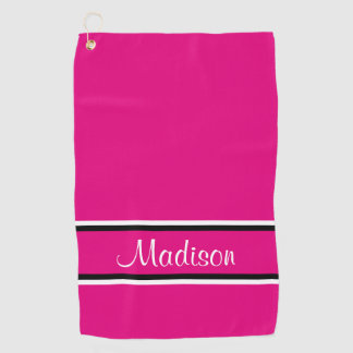 Manuscript Hot Pink Black Stripes Golfhanddoek