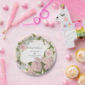 Manuscript Hydrangea Floral Wreathand Geschilderd Papieren Bordje (Feest)