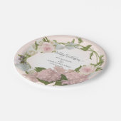 Manuscript Hydrangea Floral Wreathand Geschilderd Papieren Bordje (Gekanteld)