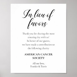 Manuscript in Lieu of Favors Charity Donation Wedd Poster