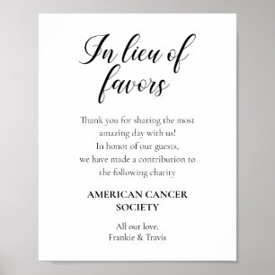 Manuscript in Lieu of Favors Charity Donation Wedd Poster