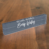 Manuscript in Navy & White Sketched Cursive Naambordje (Zijkant)