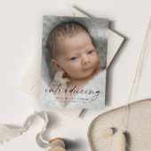 Manuscript introducerend de Foto van de Baby Bedankkaart
