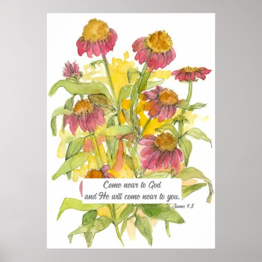 Manuscript James 4:8 Bijbelverse religieuze ventil Poster (Voorkant)