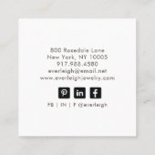 Manuscript Jewelry Designer Handtekening Vierkante Visitekaartje (Achterkant)