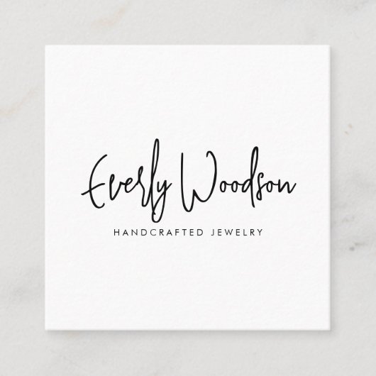 Manuscript Jewelry Designer Handtekening Vierkante Visitekaartje (Voorkant)