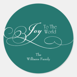 Manuscript Joy to the World Holiday Ronde Sticker