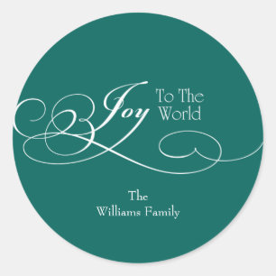 Manuscript Joy to the World Holiday Ronde Sticker