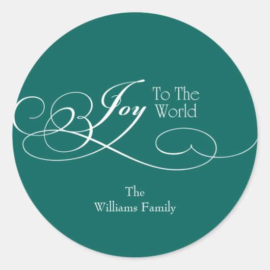 Manuscript Joy to the World Holiday Ronde Sticker (Voorkant)