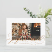 Manuscript Joyeux Noel Elegant Kerstfotokaart Feestdagenkaart (Staand voorkant)