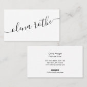 Manuscript kalligrafie, Witte Moderne Professionel Visitekaartje (Voorkant / Achterkant)