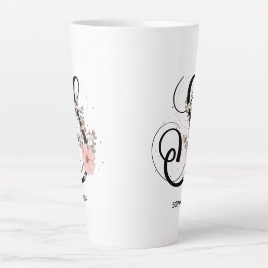 Manuscript Letter S Alphabet Floral Monogram Flowe Latte Mok (Voorkant)
