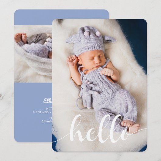 Manuscript Lettering Baby geboorteaankondigingen Aankondiging (Voorkant / Achterkant)