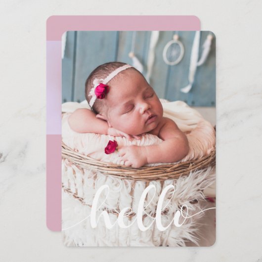 Manuscript Lettering Baby geboorteaankondigingen Aankondiging (Voorkant / Achterkant)