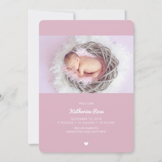 Manuscript Lettering Baby geboorteaankondigingen Aankondiging (Achterkant)